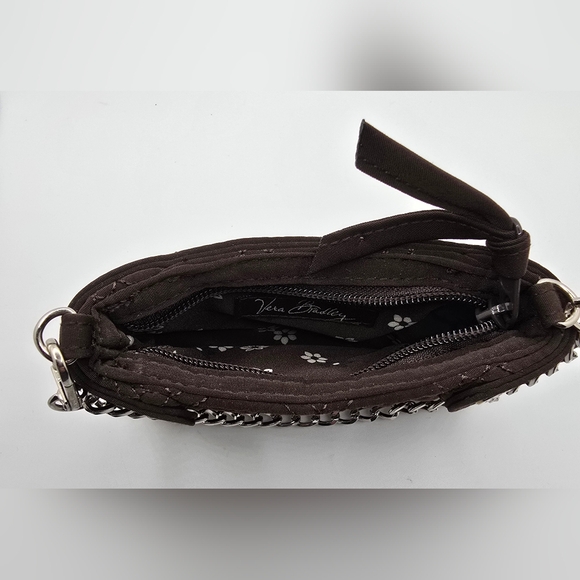 Vera Bradley Colette Mini Bag Wristlet in Vera Vera Espresso Microfiber GUC - Picture 3 of 4